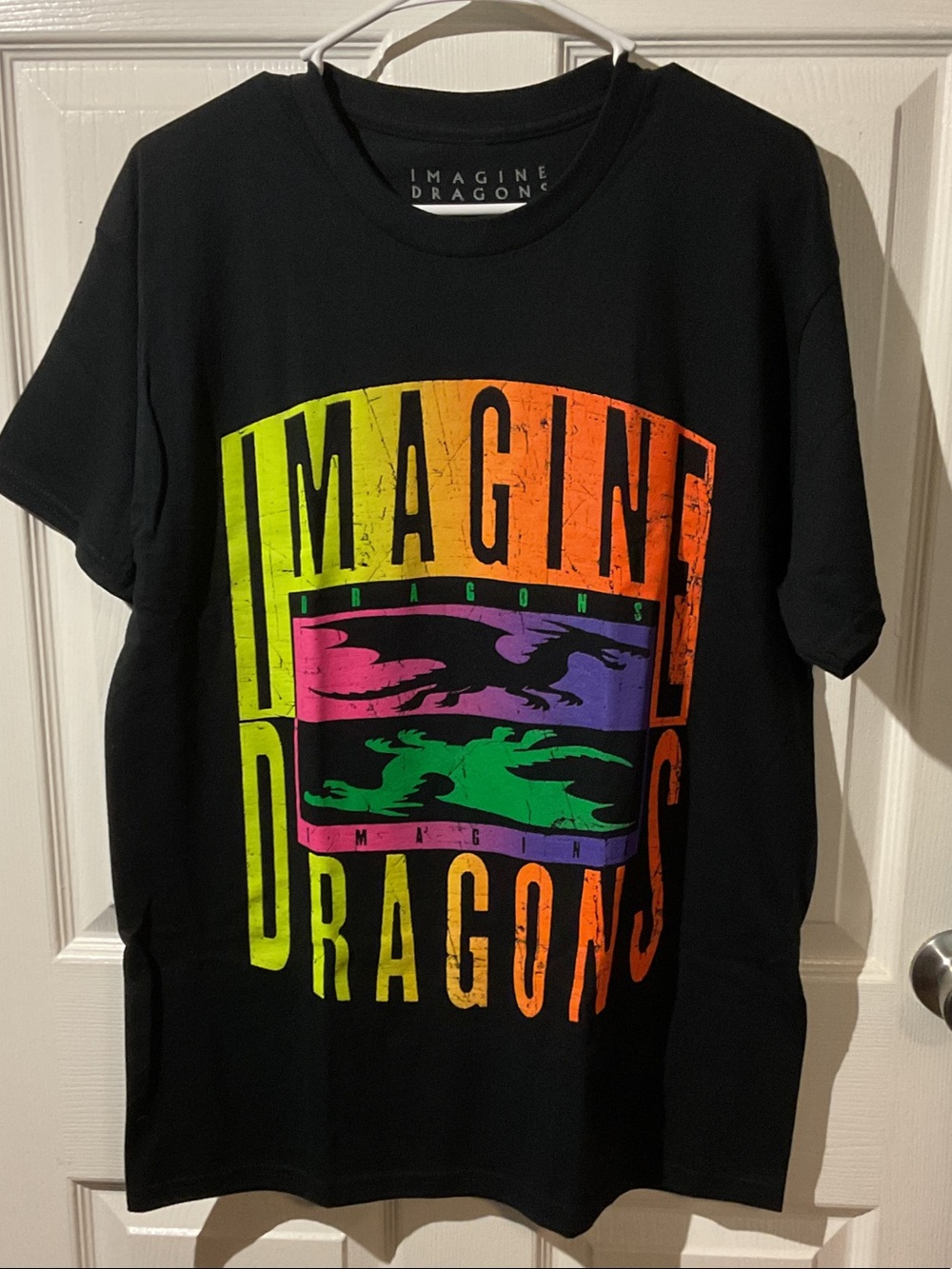 Imagine Dragons Black Short Sleeve Tee with Neon Graphic